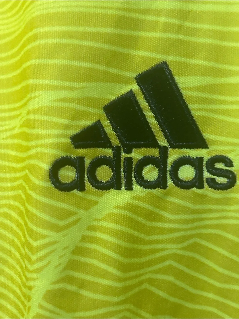 adidas Neon Yellow and Black Manchester United Goalkeeper Jersey; Goalie shirt